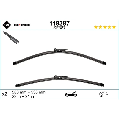 Immagine di Spazzola tergi Swf Visioflex 119387 anteriore Senza telaio SMART: Fortwo II Coupe, Cabrio