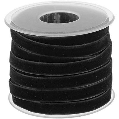 Immagine di POFET Rotolo con Nastro in Velluto, Lungo 18,3 m e Largo 10 mm, per Il Fai da Te, Decorazioni, Colore: Nero