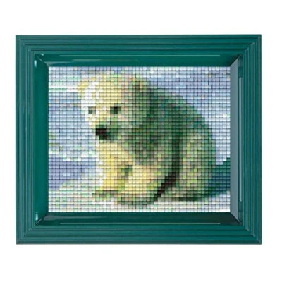 Immagine di Pixel P31036 Mosaico Confezione Regalo Orso Polare, Immagine Cornice, Sistema a innesto Molto Semplice, Senza Stirare o incollare, sassolini in bioplastica, Multicolore, ca. 10 x 12 cm