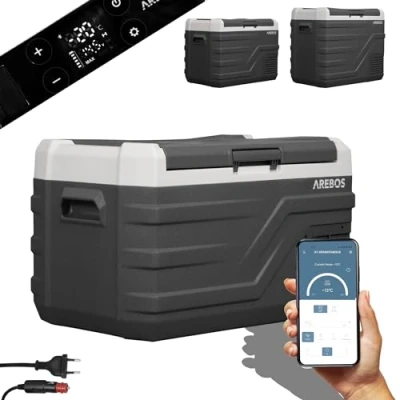 Immagine di Arebos compressore cool box 26 litri congelatore elettrico con APP e controllo intelligente mobile connessione USB fino a 20 C 12/24 V 230V termobox per auto campeggio