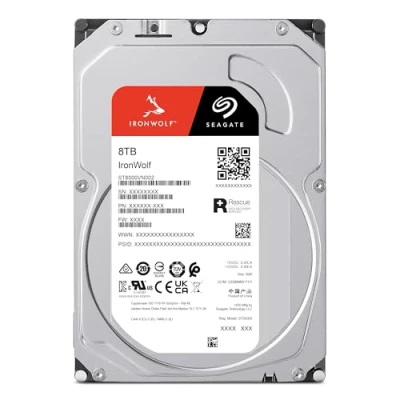 Immagine di Seagate IronWolf, 8 TB, Disk Interno NAS, SATA da 6 Gbit/s, CMR 3,5&quot;, 7200 giri/min, cache 256 MB, NAS RAID, 3 anni Rescue Services (ST8000VN002)