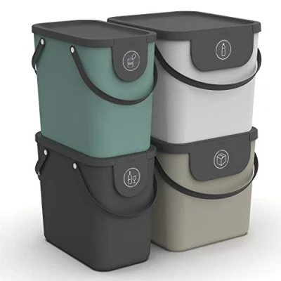 Immagine di Rotho Albula Set Di 4 Sistemi Separazione Dei Rifiuti Cucina, Plastica, Senza Bpa, Multicolore, ‎40 X 23.5 34 Cm