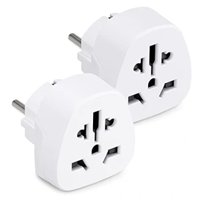 Immagine di kwmobile 2x Adattatore da presa UK a EU viaggio inglese ad europea Set di 2 pezzi 3 pin in Schuko bianco