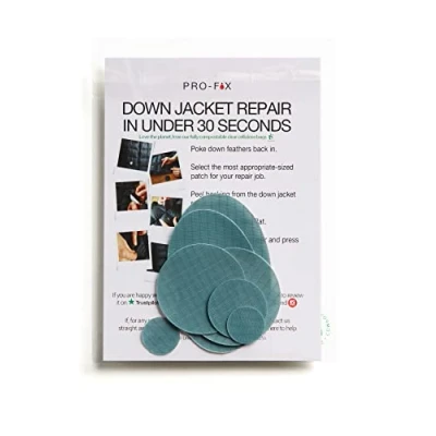 Immagine di Pro Fix Kit di riparazione per piumini, facile da usare, pre tagliato, autoadesivo, morbido, impermeabile, resistente agli strappi, tessuto nylon antistrappo, riparare fori/strappi in