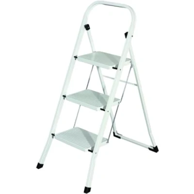 Immagine di Sgabello Scala Domestica pieghevole in acciaio salvaspazio antiscivolo con gradini spaziosi (3 Gradini)