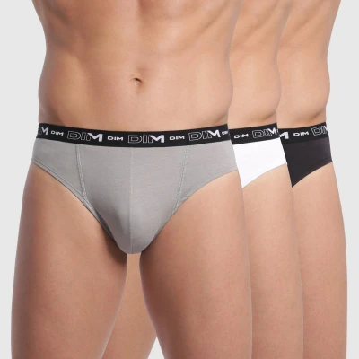 Immagine di DIM Slip in Cotone Elasticizzato Traspirante Uomo x3, Nero/Grigio/Bianco, XL