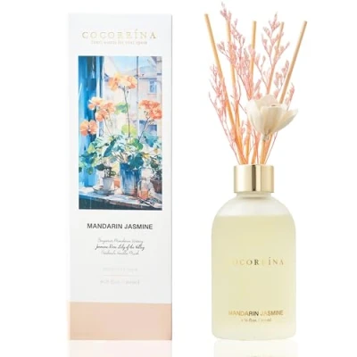 Immagine di Cocorrína Diffusore Profumo Ambiente Mandarino Gelsomino Set di diffusori canne da fiori 200 ml con 12 bastoncini Fragranza per la casa, camera letto, bagno, scaffale
