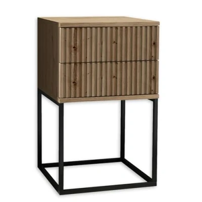 Immagine di Stella Trading Marle Bianco Comodino Moderno con cassetto e Struttura in Metallo Nero, Legno ingegnerizzato, 60 x 52 38,5 cm