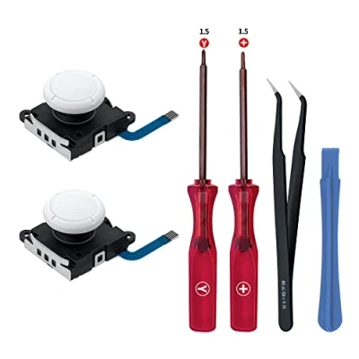 Immagine di Tolesum Switch Joycon 3D Joystick Analogico Kit di Riparazione per NS Switch/Switch OLED Joy Con/Switch Lite Controller con Strumenti Bianco