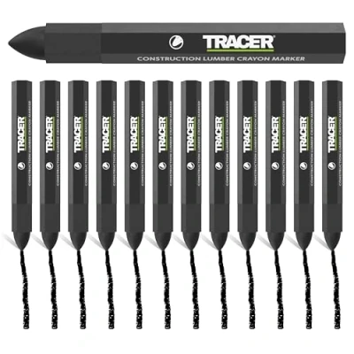 Immagine di Tracer Construction Lumber Pennarelli a pastello, confezione da 12, colore nero, 12 pastelli per marcatura multisuperficie