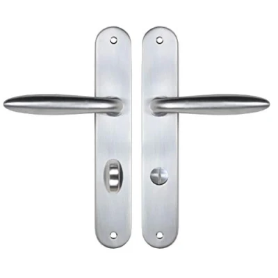 Immagine di Bricard 984056 Set di Maniglie zamak su Piastra Schizzo per Porta del Bagno, WC (a condanna), Argento