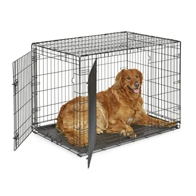 Immagine di New World , Gabbia per cani di piccola taglia, a 2 porte, lunga 106,68 cm, dotata vaschetta tenuta stagna, piedini protettivi e caratteristiche brevettate, B42DD