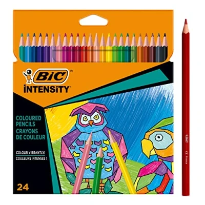 Immagine di BIC Intensity, Matite Colorate per Adulti, Fusto Triangolare, Colori Brillanti e Intensi, 24 Unità