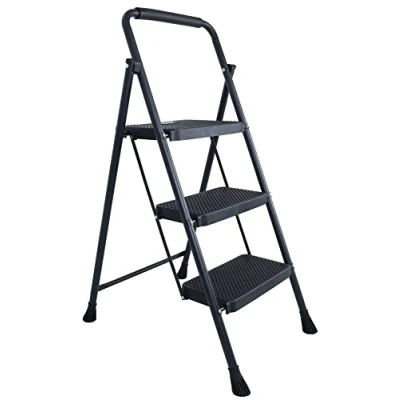 Immagine di Elevon Sgabello pieghevole con ampio pedale antiscivolo, scala in acciaio robusto, 3 gradini