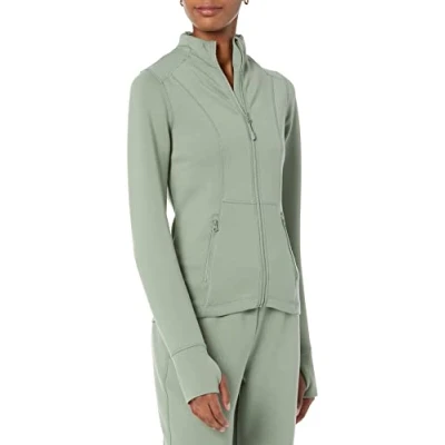 Immagine di Amazon Essentials Giacca Active Sweat con Zip Donna, Verde Salvia, XXL