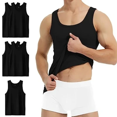 Immagine di YouShow Nero Canottiere Uomo Cotone Canotta Pacco da 5 Running Estive 4XL