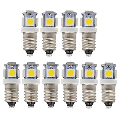 Immagine di GutReise 10 x E10 LED Lampadine 12V bianco freddo 5 SMD 50lm Screw Mount lampade