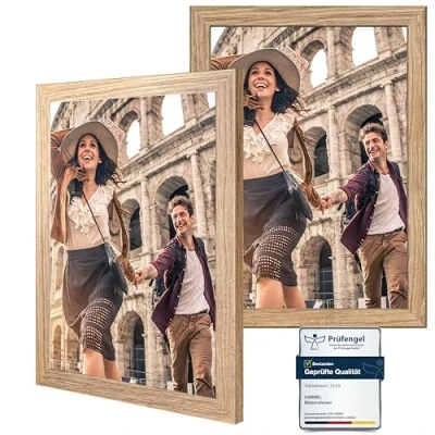 Immagine di CABBEL Confezione Doppia (Set di 2) Cornice 30x40 cm, Rovere, Robusta in Legno MDF, plexiglass infrangibile,