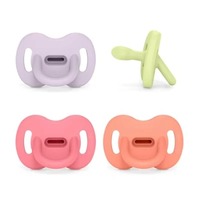 Immagine di Suavinex, Confezione da 4 Ciucci in Silicone, per Neonati 0/6 Mesi e Neonati, con Tettina Simmetrica SX Pro, Morbidissimo Flessibile, Ideale Dormire, Rispetta lo Sviluppo Orale, Rosa, Verde