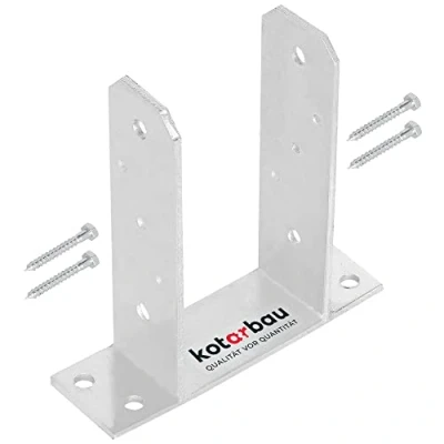 Immagine di KOTARBAU® Supporto per Palo a U 100 mm Tasselli Ancoraggio Zincato Caldo Fissaggio Pali Legno Staffe Travi in Quadrato Staffa Acciaio Metallica