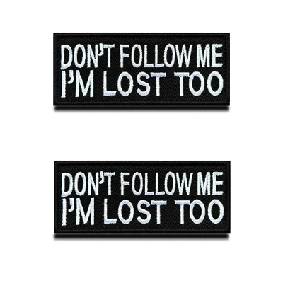 Immagine di 2 Pezzi &quot;Dont Follow ME Im Lost Too&quot; Emblema Gancio e Anello Ricamato Tattico Militare Divertente Toppa Patch