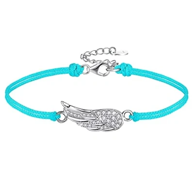 Immagine di Viwind Bracciale Donna Argento 925 Ali d&#039;angelo Braccialetti con angelo custode ciondoli regolabili zirconi scintillanti confezione regalo (blu)