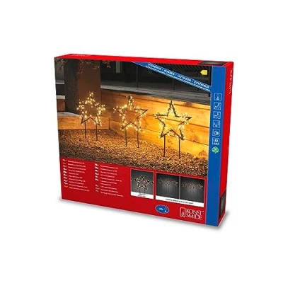 Immagine di Konstsmide Christmas Stella LED di metallo con picchetti set 3x, IP44