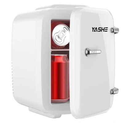 Immagine di YASHE Mini frigo da camera, 4L frigorifero piccolo per la cura della pelle, 220V CA/12V CC, termoelettrico e scaldino bevande, ufficio, dormitorio, auto, bianco