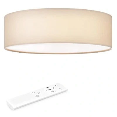 Immagine di Navaris Plafoniera LED Soffitto 22W Rotonda Ø 40 cm Lampadario Camera da Letto e Soggiorno in Tessuto con Telecomando per Controllo Temperatura Colore Beige