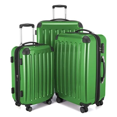 Immagine di HAUPTSTADTKOFFER Alex Set di 3 valigie, TSA, Nero brillante, (S, M &amp; L), 235 litri, Colore Verde
