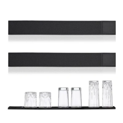 Immagine di Relaxdays Tappetino Scolapiatti, Set 2, Tappeto per Lavello Cucina, Bar Mat 60x8 cm, Cola Piatti e Bicchieri, PVC, Nero