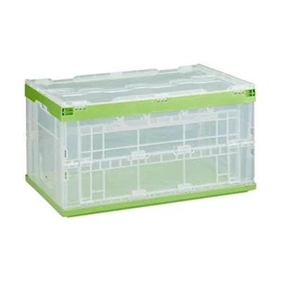 Immagine di Relaxdays Cassetta Pieghevole, Stabile, da Lavoro, Plastica Resistente, 60L, HLP 31,5x59,5x39,5 cm, Verde