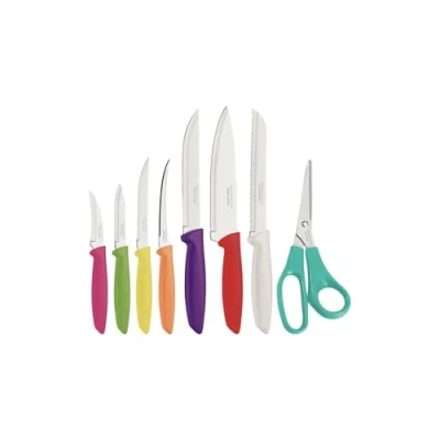 Immagine di Tramontina Plenus 23498917 Set di 8 coltelli da cucina con spelucchino, pelatura, pomodoro, pane, coltello affilato bistecca e forbici, tritaverdure