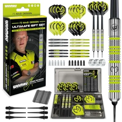 Immagine di WINMAU set freccette Michael van Gerwen MvG Softip, idea regalo, con 50 4 di astine, alette e accessori