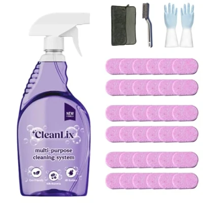 Immagine di Cleanlix Cleaning Spray, Cleaner For Instant Stain Removal, All Purpose Spray With Tablets, The In One Solution Every (1 Bottle,Rose*36)