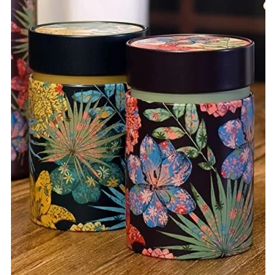 Immagine di Eigenart Casa Rustic Flower RF75117 Set di 2 contenitori metallo rotondi, con tappo a vite e capacità 150 g