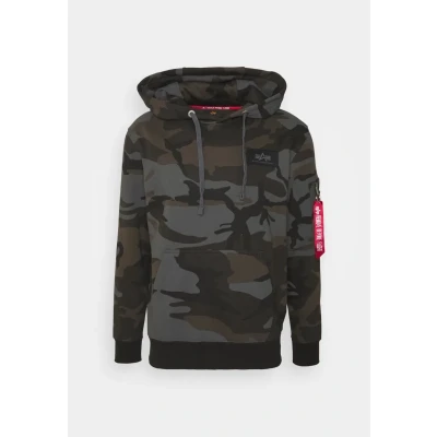 Immagine di Alpha Industries CAMO Felpa con cappuccio, Uomo, Taglia: Small, Black