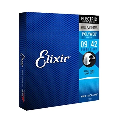 Immagine di Corde per chitarra elettrica Elixir Strings con rivestimento POLYWEB, Super Light (.009 .042)