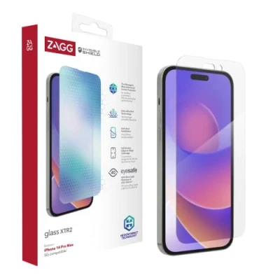 Immagine di ZAGG InvisibleShield Glass XTR2 Pellicola proteggi schermo per iPhone 14 Pro Max, antiurto, antimicrobica, sensibile al tocco, vetro (trasparente)