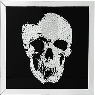 Immagine di Kare Design Quadro Frame Mirror Skull, Nero/argento, Teschio Con Brillantini, 100x100cm, Forma Quadrata, Stile Rock, Glam, Ddecorazione Casa, Idea Regalo