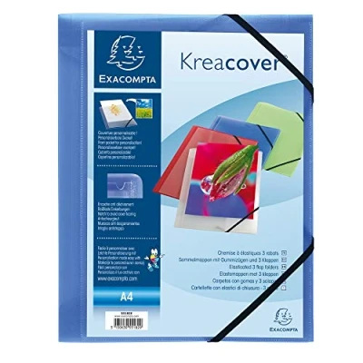 Immagine di Exacompta Ref. 55182E cartelle con elastico 3 lembi polipropilene opaco Krea Cover A4 Blu
