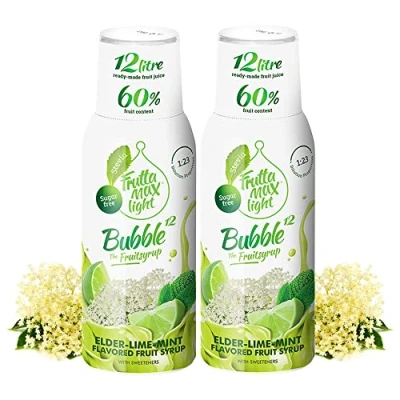 Immagine di 2 x Light Con pochi carboidrati Sciroppo Fitness Carb di FruttaMax Zero Zucchero Stevia Contenuto frutta 50% (2 500ml) (Sambuco, lime e menta Light)