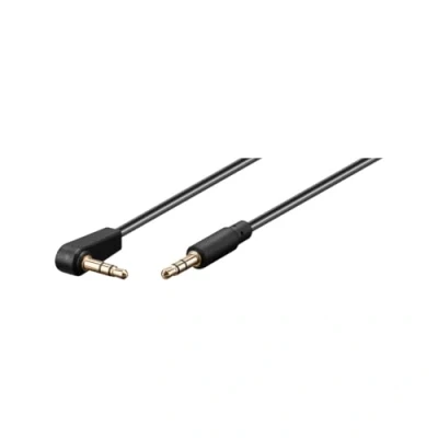 Immagine di Goobay 67783 Cavo di Collegamento Audio AUX, Stereo da 3.5mm e 3 Pin, Slim, CU, Angolato, Nero, 1m Lunghezza del