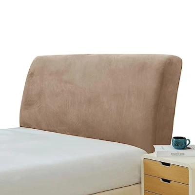Immagine di GEBIN Copri Testiera letto Matrimoniale, Copertura per Letto, Elastica Vello Protezione Testata Matrimoniale Cover Cuscino Lavabile Decorazione Camera (Tortora,150 170cm)