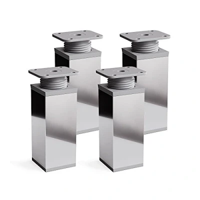 Immagine di sossai® Gambe per mobili MFV1 set di 4 regolabili in altezza Altezza: 120 mm (+20mm) Design: Cromo Forma angolare: 40 x Viti inclusi