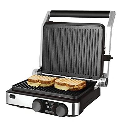Immagine di Cecotec Griglia Elettrica Rock&#039;nGrill Dual. 2000W, Controllo della temperatura su ogni piastra, Piastre rimovibili, Rivestimento antiaderente, Lavabile in lavastoviglie, Apertura di 180º.