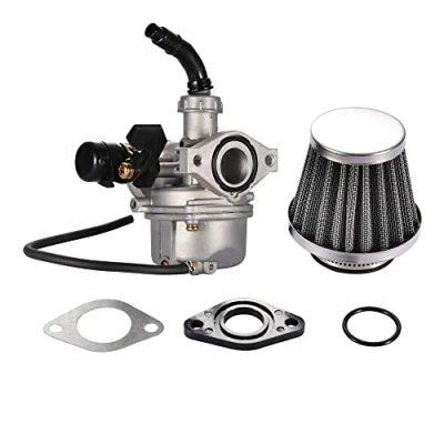 Immagine di GOOFIT Carburatore 19 PZ19 Moto con Filtro Aria 35mm Guarnizione sostituzione per 2 Tempi 50cc 70cc 90cc 110cc 125cc Pit Bike ATV Quad Ciclomotore e Scooter Go Kart Argento