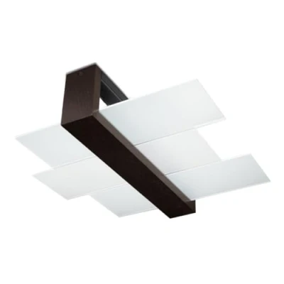 Immagine di Sollux Lighting Feniks 2 Lampada da soffitto Elegante alloggiamento in legno + combinazione di paralume vetro Lampadina E27 sostituibile, x 60 W Wengé, 43 12 cm