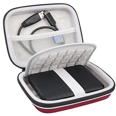 Immagine di Lacdo Custodia Hard Disk Esterno Disco Rigido per Seagate Expansion Portable Drive/Seagate Game Drive Basic/WD Elements/WD My Passport 2.5 Pollici HDD 1TB 2TB 3TB 4TB 5TB Antiurto Protettiva, Rosso