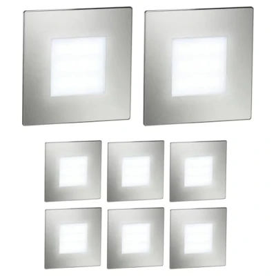Immagine di ledscom.de 8 LED luce per scale/apparecchio da incasso FEX interni ed esterni, angolare, acciaio inox, 85 x mm, bianco freddo